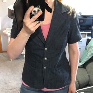 Short sleeve grey/denim blue blazer